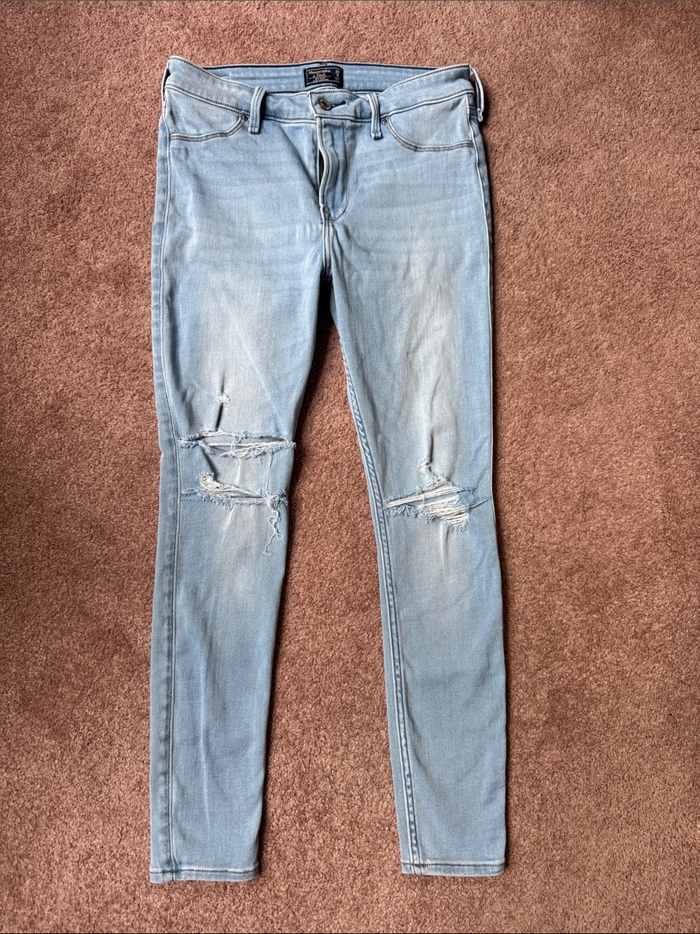 Abercrombie & Fitch Light Blue Distressed Skinny Jeans